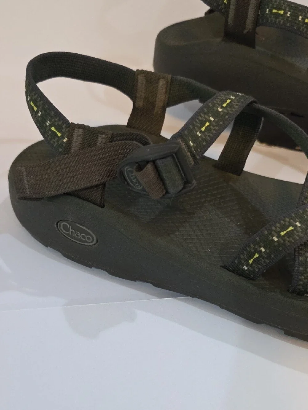 Chaco Men's Sport Sandals in Olive Green with Yellow Accent Size 12